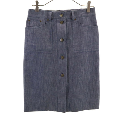 LOUIS VUITTON Denim Midi Skirt Blue Size 36