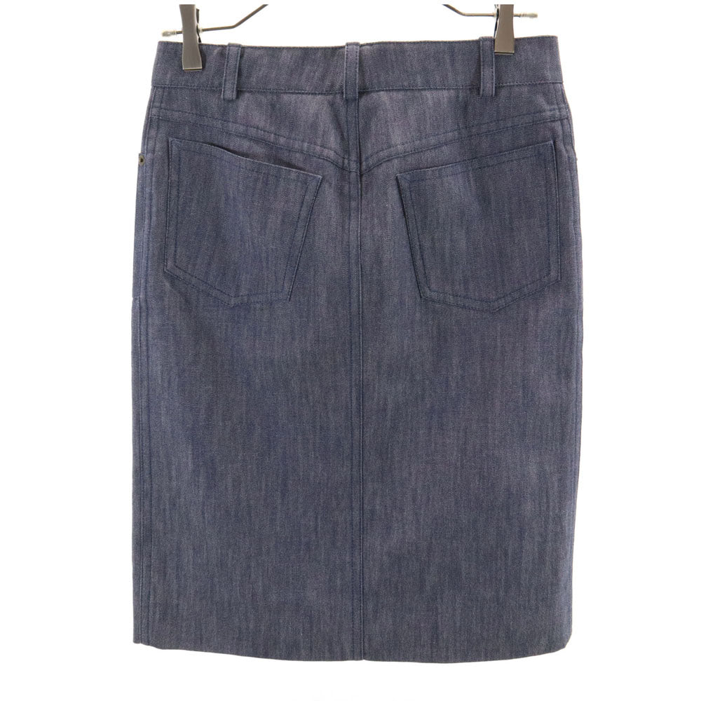 LOUIS VUITTON Denim Midi Skirt Blue Size 36