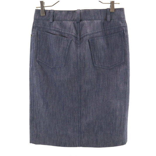LOUIS VUITTON Denim Midi Skirt Blue Size 36