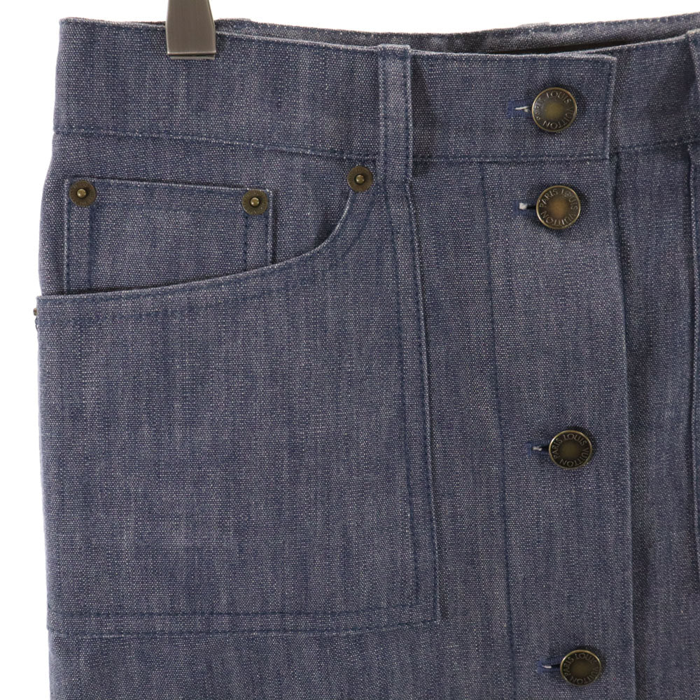 LOUIS VUITTON Denim Midi Skirt Blue Size 36