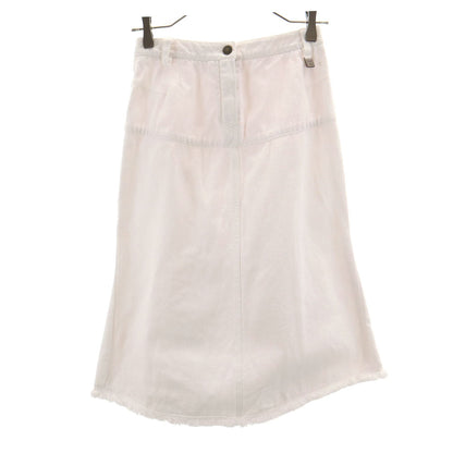 LOUIS VUITTON French Linen Blend Denim Skirt White Size 34