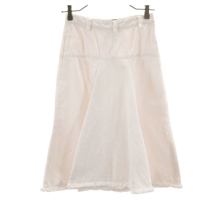 LOUIS VUITTON French Linen Blend Denim Skirt White Size 34
