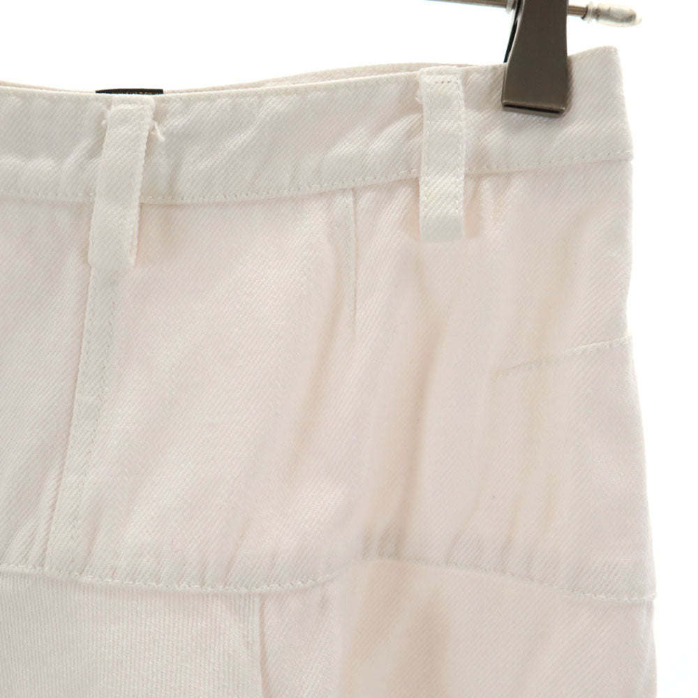 LOUIS VUITTON French Linen Blend Denim Skirt White Size 34