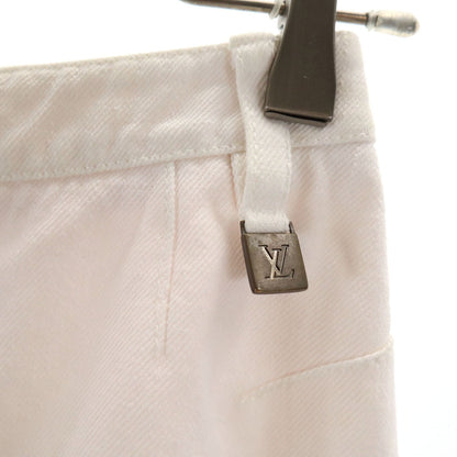 LOUIS VUITTON French Linen Blend Denim Skirt White Size 34