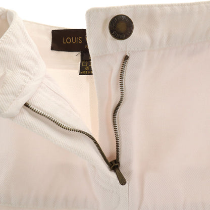 LOUIS VUITTON French Linen Blend Denim Skirt White Size 34