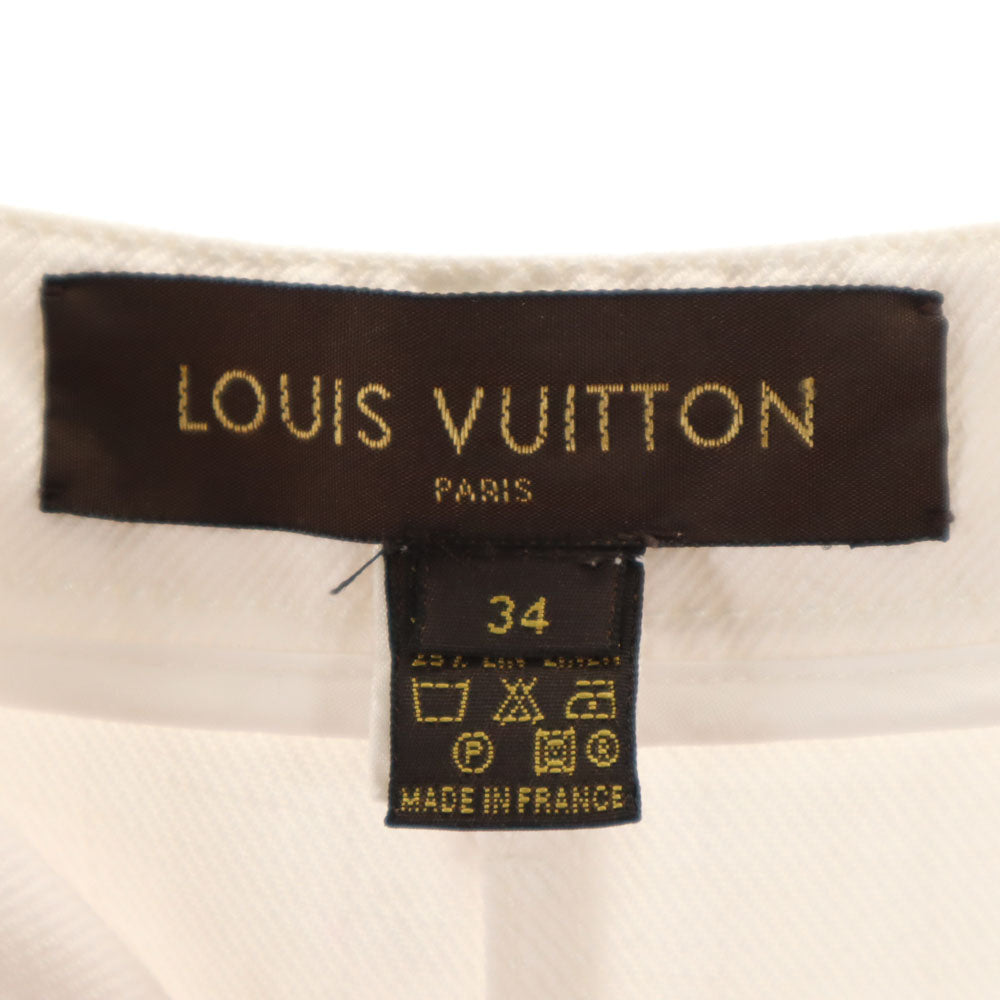 LOUIS VUITTON French Linen Blend Denim Skirt White Size 34