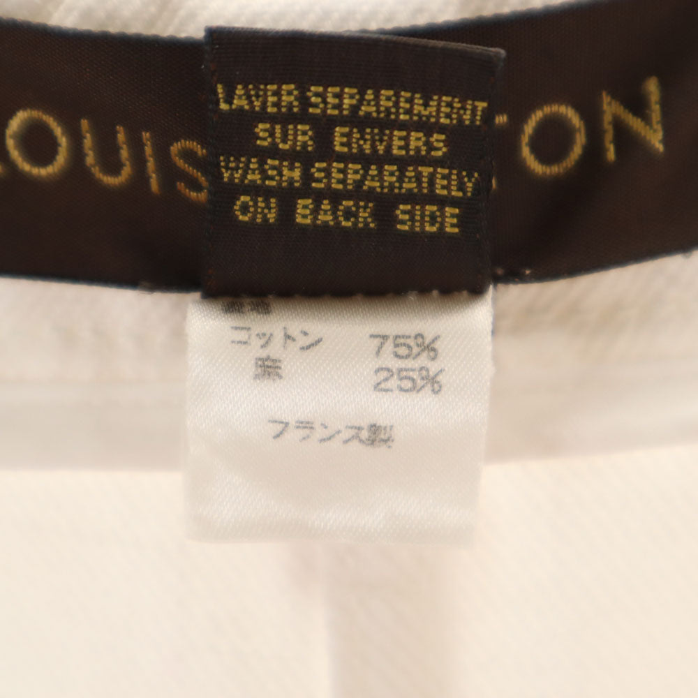 LOUIS VUITTON French Linen Blend Denim Skirt White Size 34