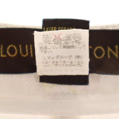LOUIS VUITTON French Linen Blend Denim Skirt White Size 34