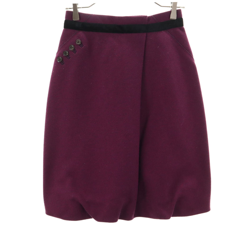 LOUIS VUITTON French Wool Back Zip Midi Skirt Purple Size 36
