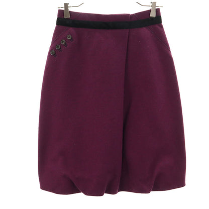 LOUIS VUITTON French Wool Back Zip Midi Skirt Purple Size 36