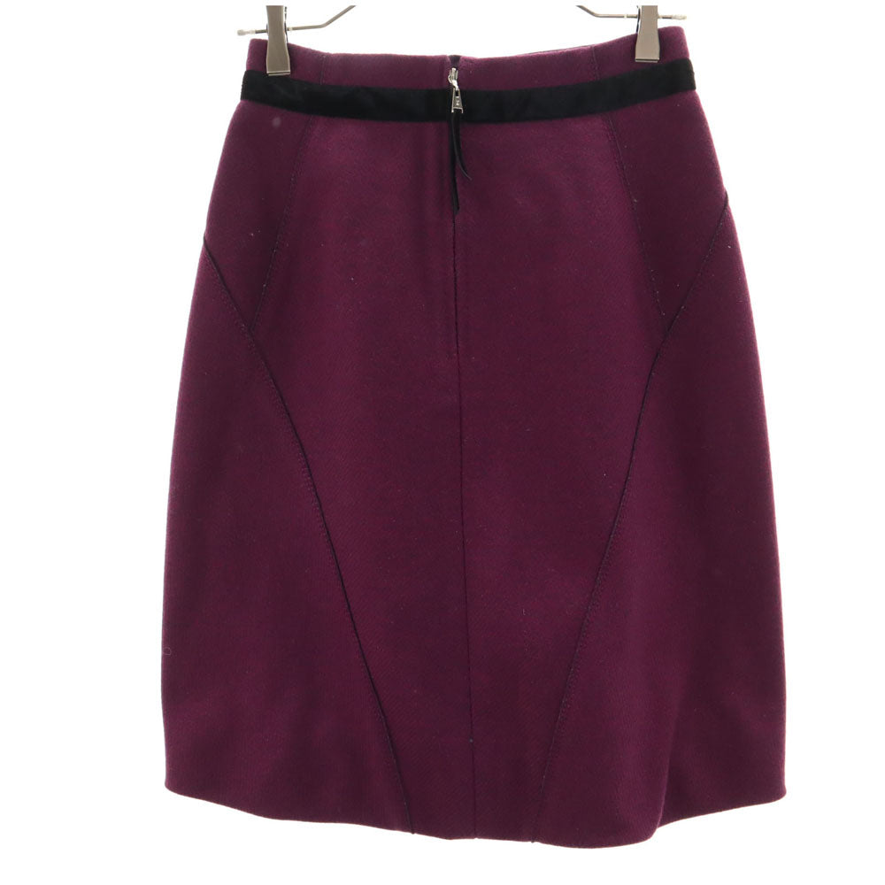 LOUIS VUITTON French Wool Back Zip Midi Skirt Purple Size 36