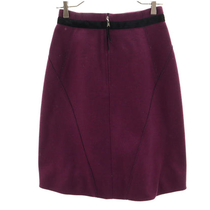 LOUIS VUITTON French Wool Back Zip Midi Skirt Purple Size 36