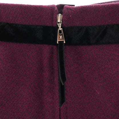 LOUIS VUITTON French Wool Back Zip Midi Skirt Purple Size 36