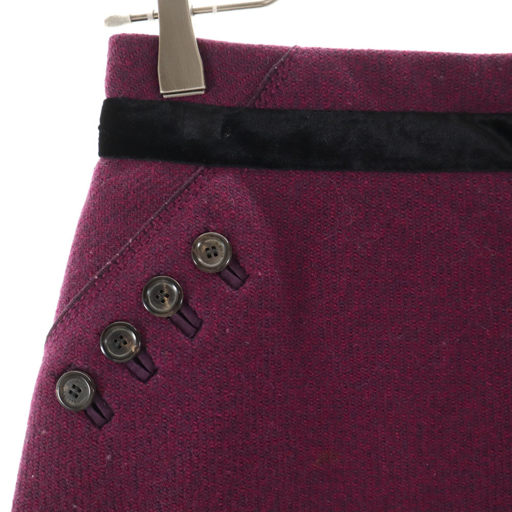 LOUIS VUITTON French Wool Back Zip Midi Skirt Purple Size 36