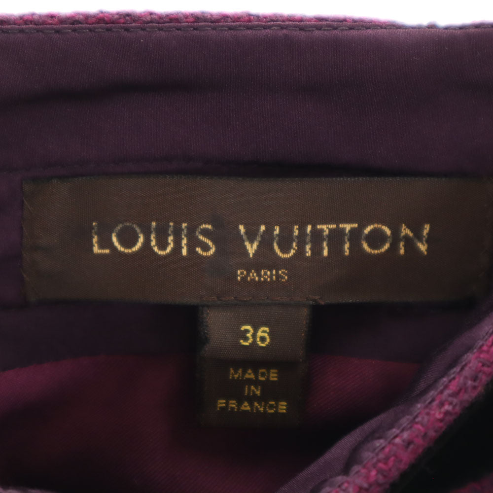 LOUIS VUITTON French Wool Back Zip Midi Skirt Purple Size 36