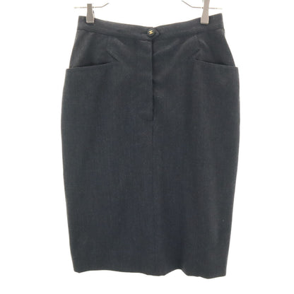 CHANEL Charcoal Gray Midi Tight Skirt