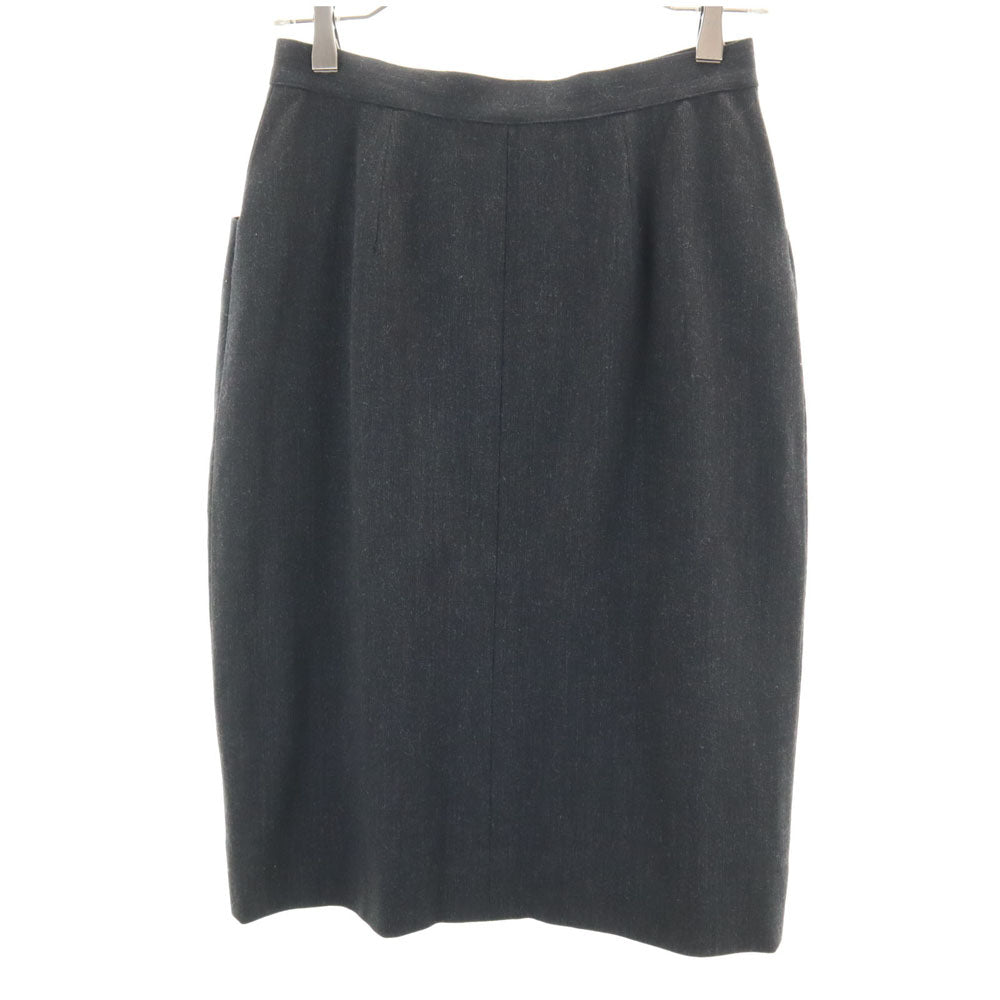 CHANEL Charcoal Gray Midi Tight Skirt