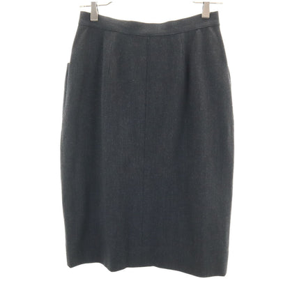 CHANEL Charcoal Gray Midi Tight Skirt