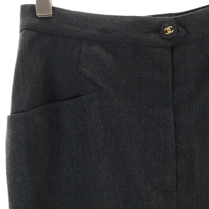 CHANEL Charcoal Gray Midi Tight Skirt