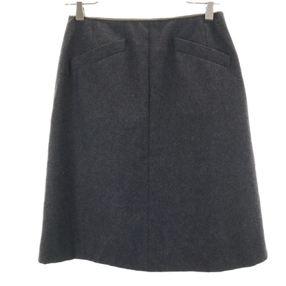 CHANEL French Wool Blend Midi Skirt Charcoal Size 38