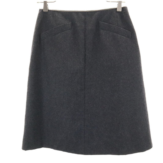 CHANEL French Wool Blend Midi Skirt Charcoal Size 38