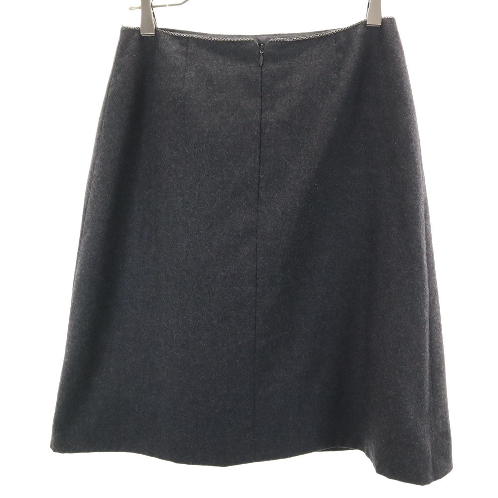 CHANEL French Wool Blend Midi Skirt Charcoal Size 38