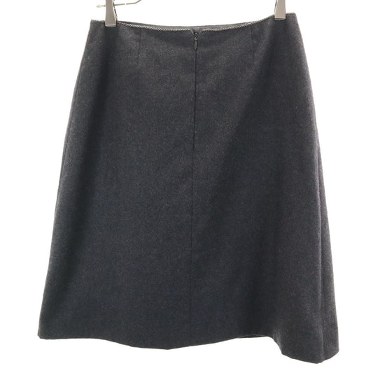 CHANEL French Wool Blend Midi Skirt Charcoal Size 38
