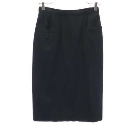 GUCCI 80s Vintage Cashmere Midi Skirt Black Size 40