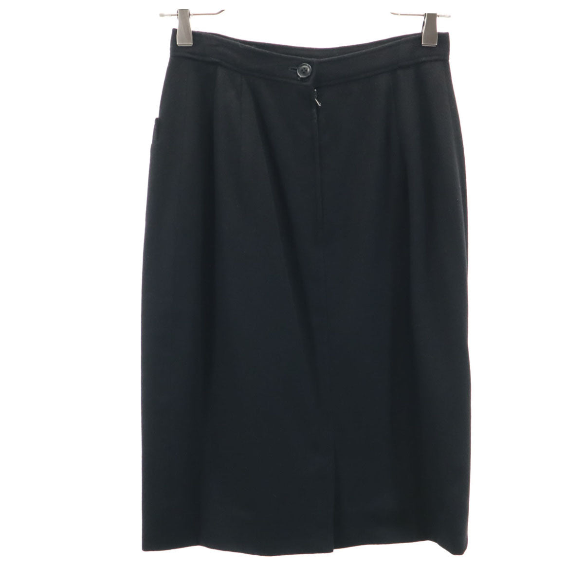 GUCCI 80s Vintage Cashmere Midi Skirt Black Size 40