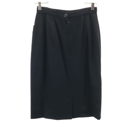 GUCCI 80s Vintage Cashmere Midi Skirt Black Size 40