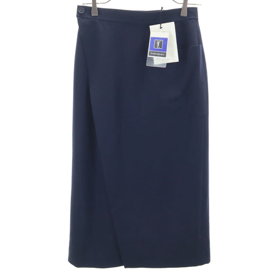 YVES SAINT LAURENT 90s Long Wrap Skirt Navy Size L