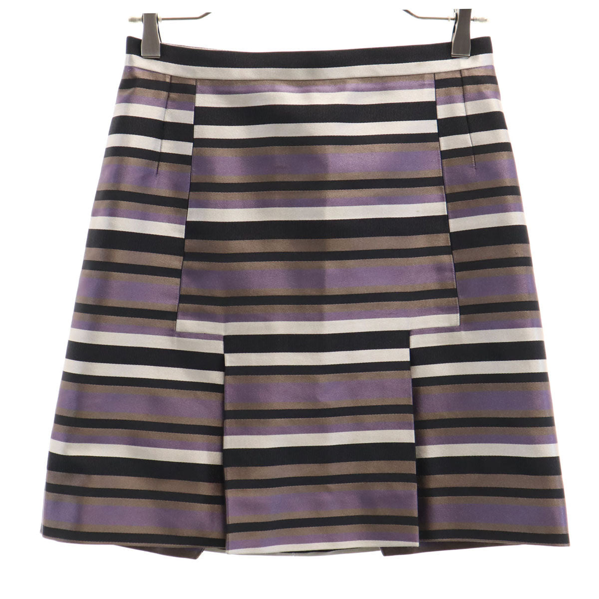 LOUIS VUITTON Silk Blend Striped Midi Skirt Purple Size 36