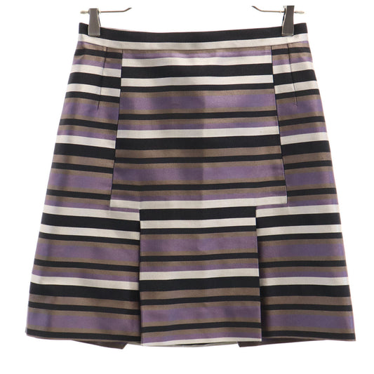 LOUIS VUITTON Silk Blend Striped Midi Skirt Purple Size 36
