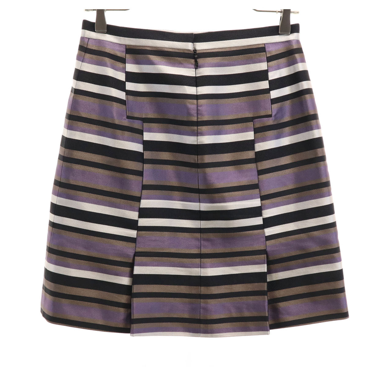 LOUIS VUITTON Silk Blend Striped Midi Skirt Purple Size 36