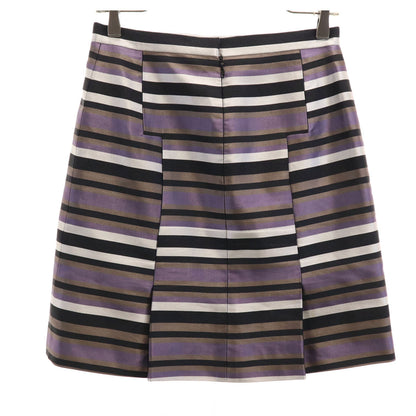 LOUIS VUITTON Silk Blend Striped Midi Skirt Purple Size 36
