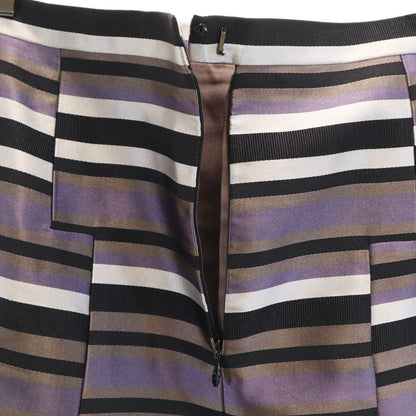 LOUIS VUITTON Silk Blend Striped Midi Skirt Purple Size 36