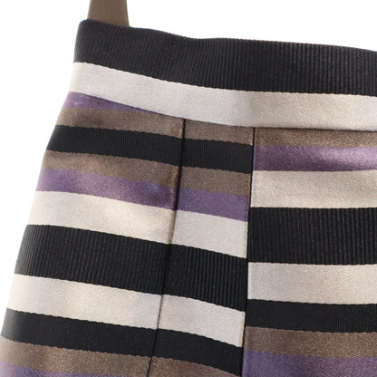 LOUIS VUITTON Silk Blend Striped Midi Skirt Purple Size 36