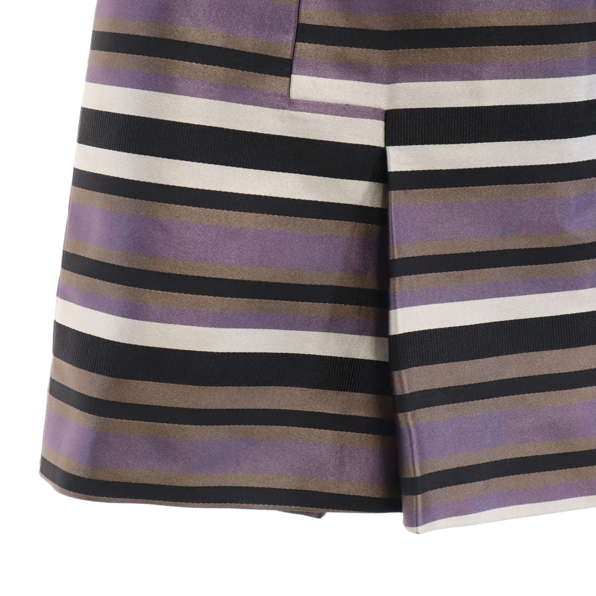 LOUIS VUITTON Silk Blend Striped Midi Skirt Purple Size 36