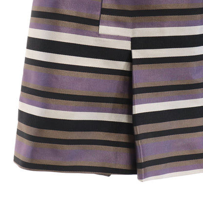 LOUIS VUITTON Silk Blend Striped Midi Skirt Purple Size 36