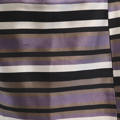LOUIS VUITTON Silk Blend Striped Midi Skirt Purple Size 36