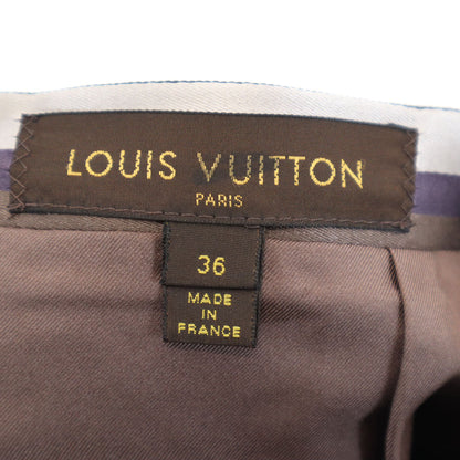 LOUIS VUITTON Silk Blend Striped Midi Skirt Purple Size 36