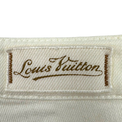 LOUIS VUITTON Monogram Embroidered Denim Shorts Size 38