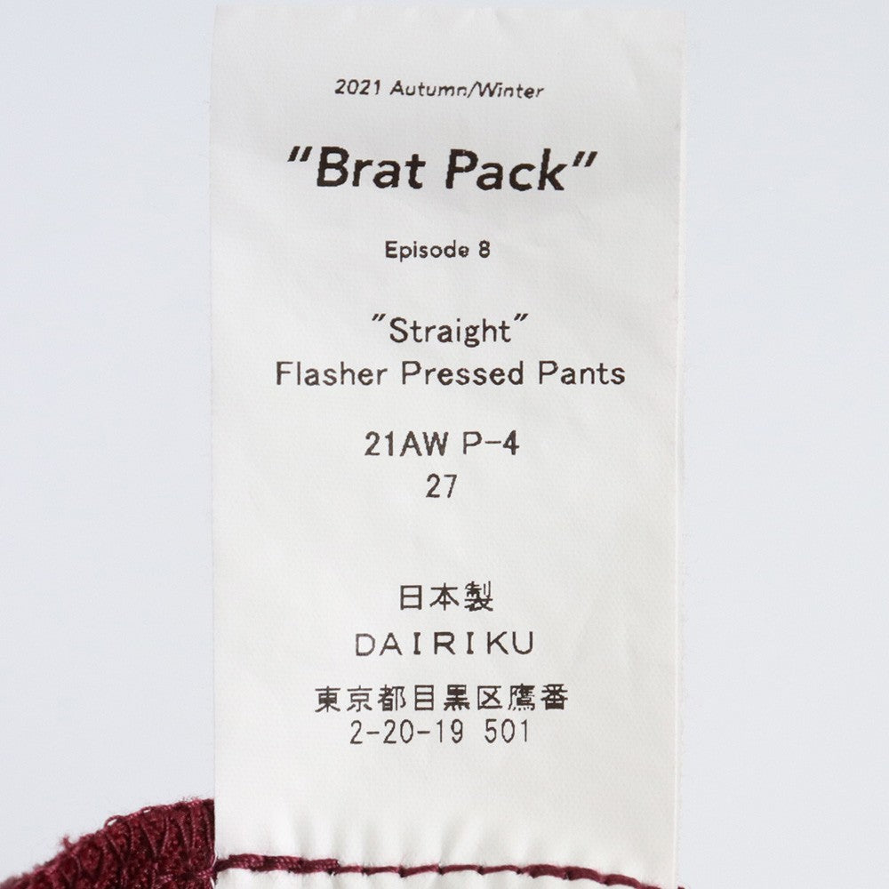 DAIRIKU Straight Flasher Pressed Pants 21AW Size 27