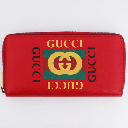 Gucci Vintage Logo Print Red Zip-Around Wallet Size F