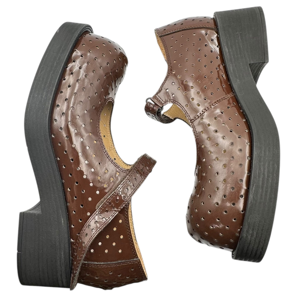 MM6 24SS Patent Leather Perforated Jane Shoes Sneakers Size EU 43