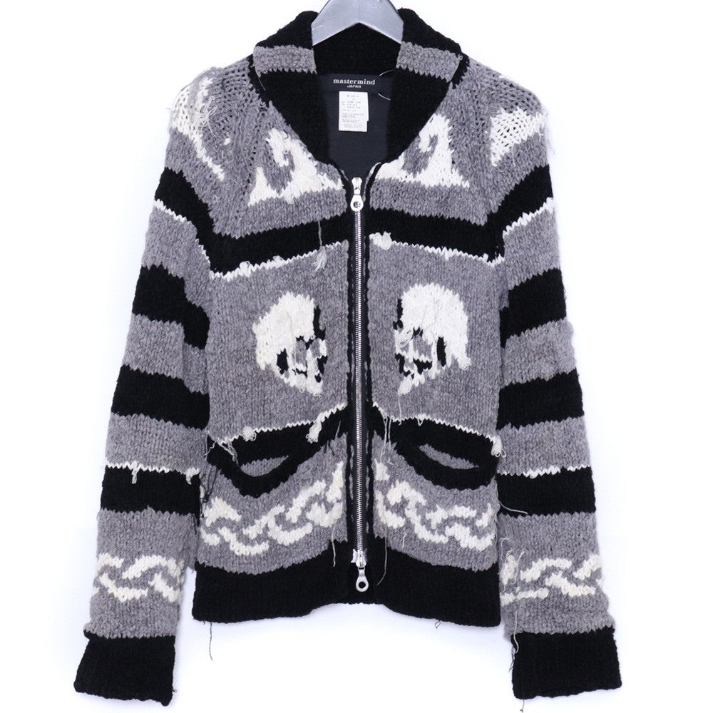 MASTERMIND JAPAN Shawl Collar Zip Knit Black Size XS