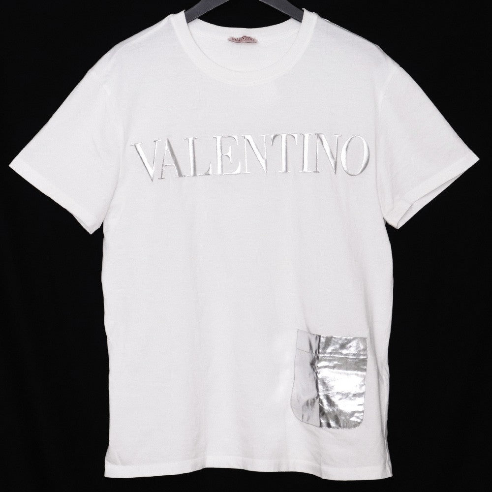 VALENTINO Embossed Logo Pocket T-Shirt White Size M