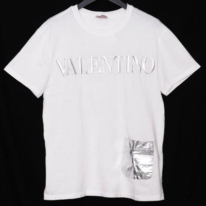 VALENTINO Embossed Logo Pocket T-Shirt White Size M
