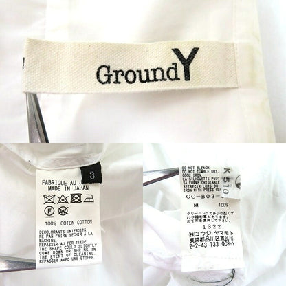 GroundY Cotton Asymmetric Long Sleeve Shirt White Size 3