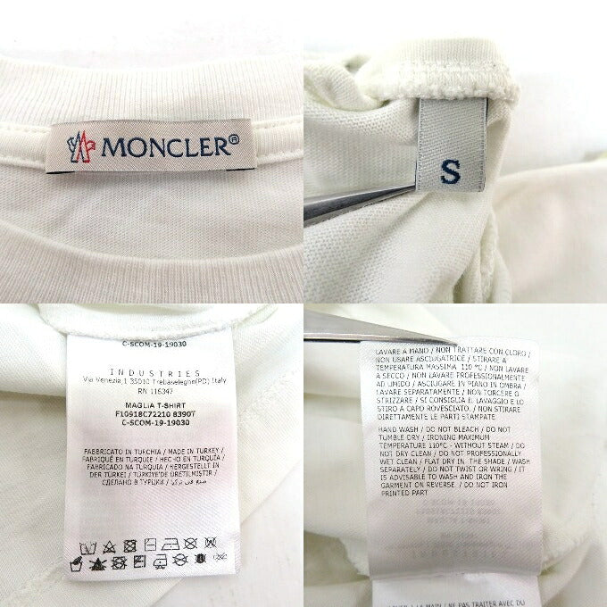 MONCLER White Graphic Print Crewneck Sleeve T-Shirt Size S
